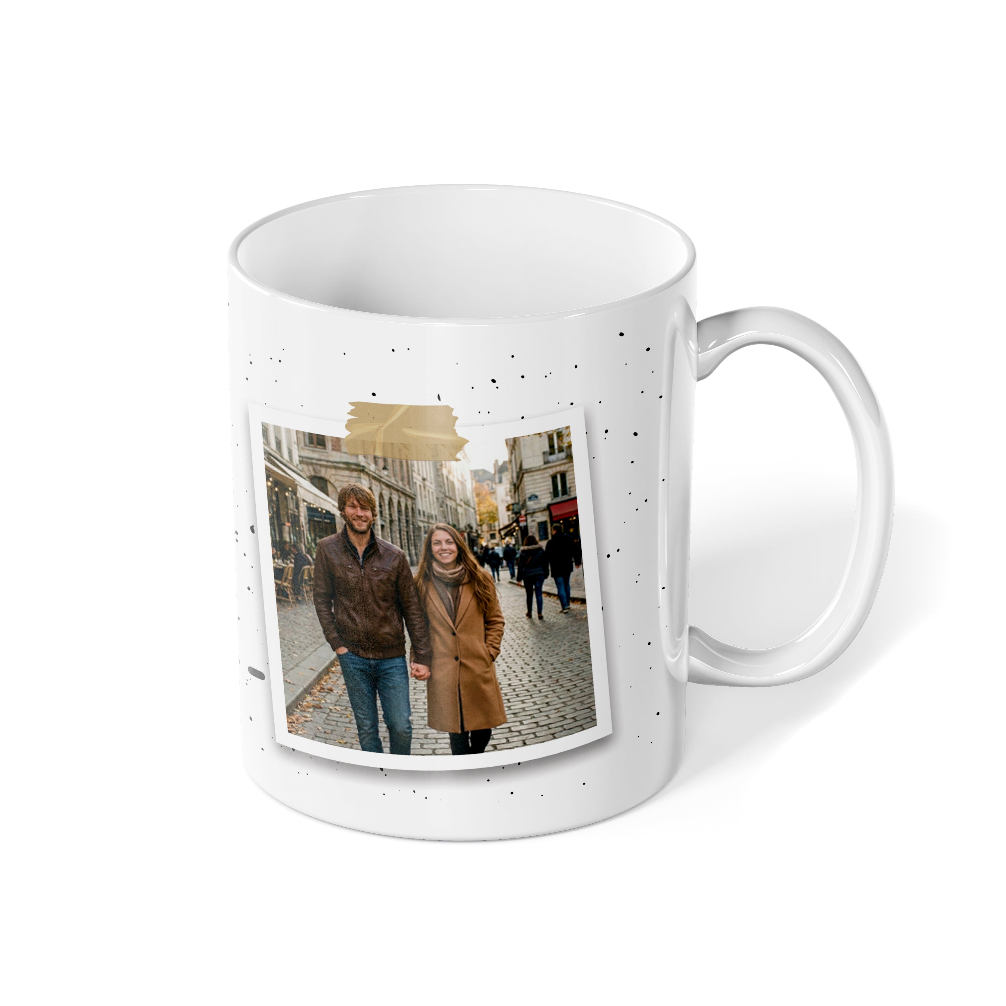 Cană albă personalizată Memories cu 2 imagini