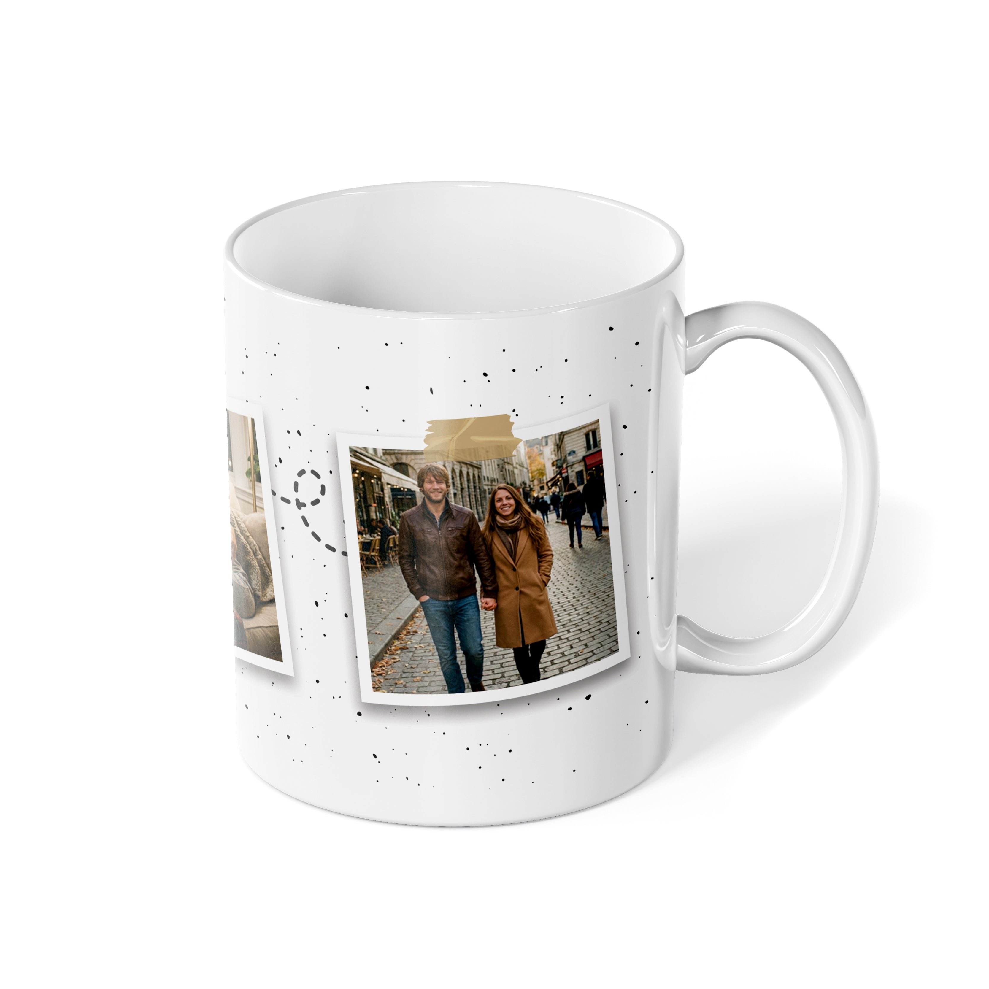 Cană albă personalizată Memories cu 3 imagini