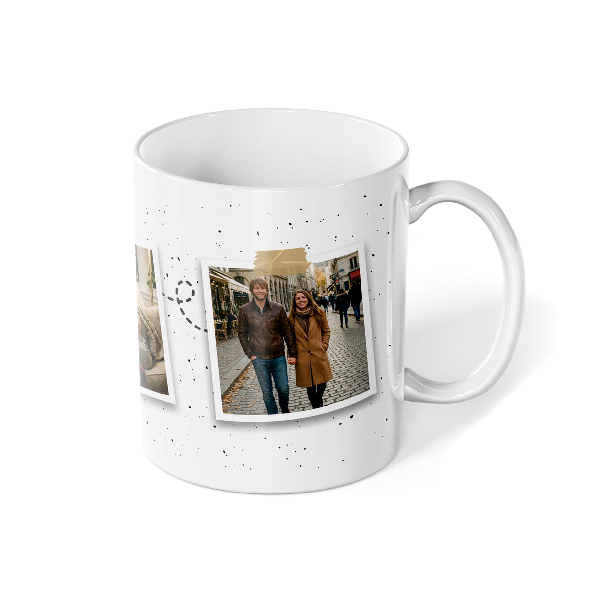 Cană albă personalizată Memories cu 3 imagini