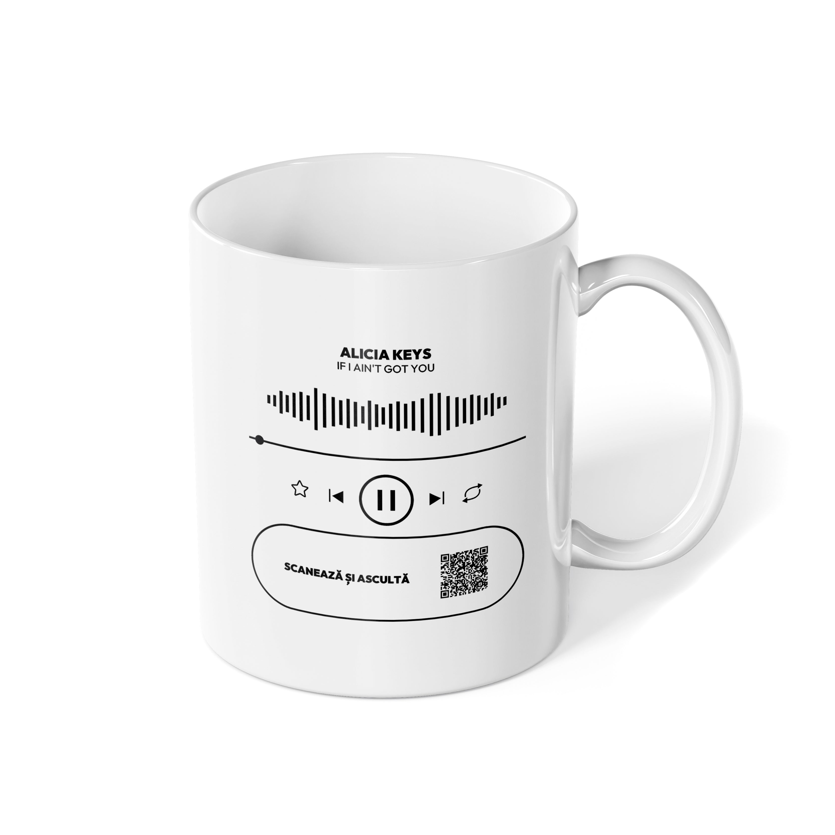 Cană albă personalizată Play the Song
