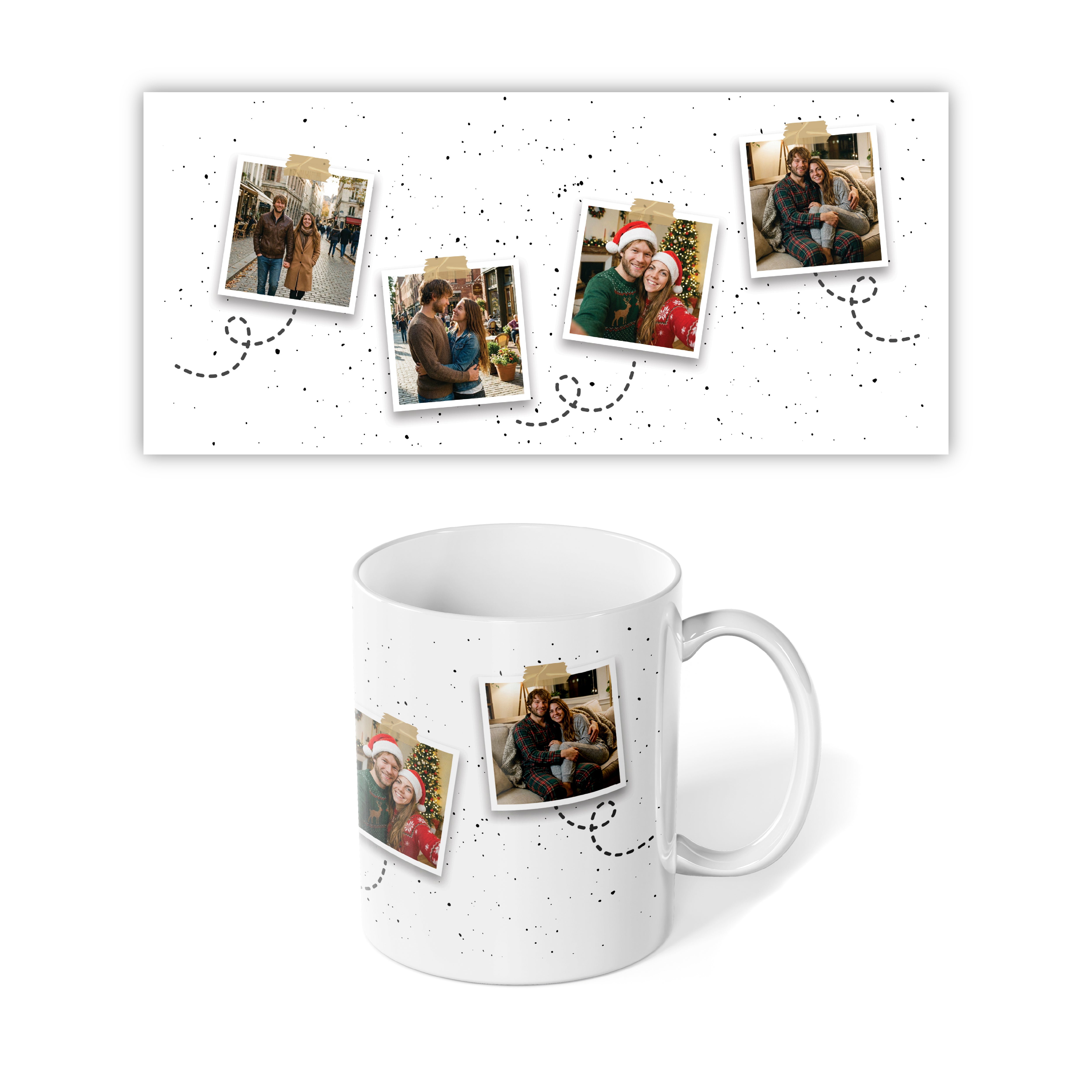 Cană albă personalizată Memories cu 4 imagini