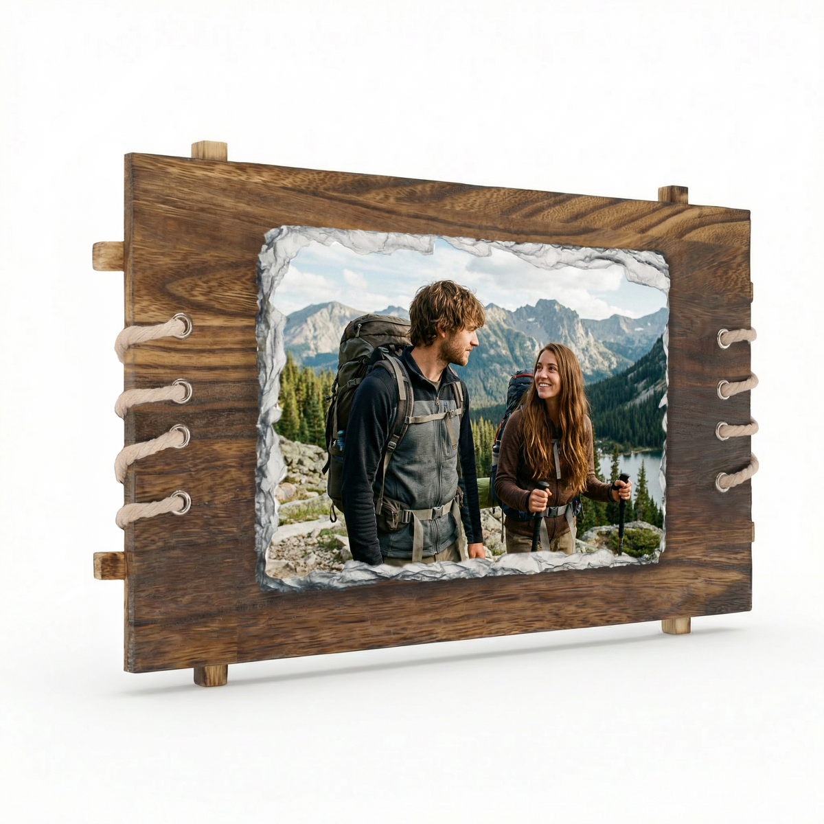 Placa ardezie personalizată pe suport lemn 25x18 cm